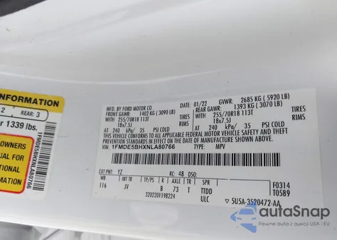 2022 Ford Bronco Outer Banks из США, поврежденный, VIN 1FMDE5BHXNLA80766